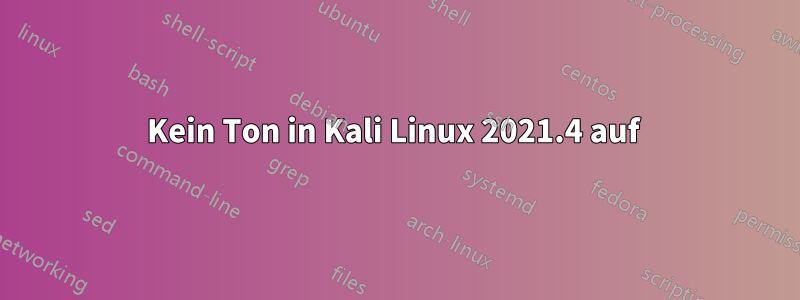 Kein Ton in Kali Linux 2021.4 auf 
