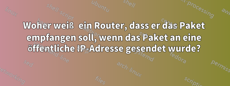 Woher weiß ein Router, dass er das Paket empfangen soll, wenn das Paket an eine öffentliche IP-Adresse gesendet wurde?