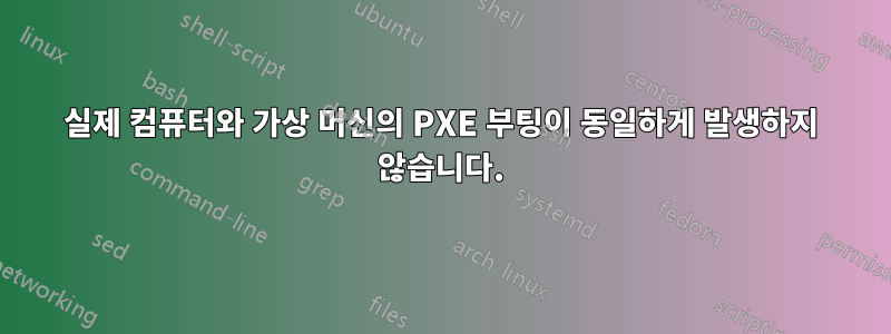 실제 컴퓨터와 가상 머신의 PXE 부팅이 동일하게 발생하지 않습니다.