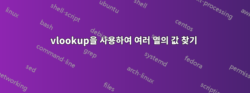 vlookup을 사용하여 여러 열의 값 찾기