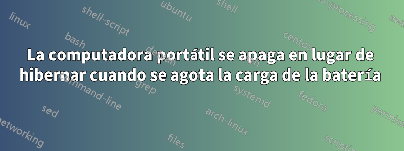 La computadora portátil se apaga en lugar de hibernar cuando se agota la carga de la batería