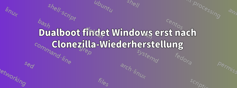 Dualboot findet Windows erst nach Clonezilla-Wiederherstellung