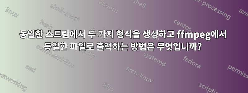 동일한 스트림에서 두 가지 형식을 생성하고 ffmpeg에서 동일한 파일로 출력하는 방법은 무엇입니까?