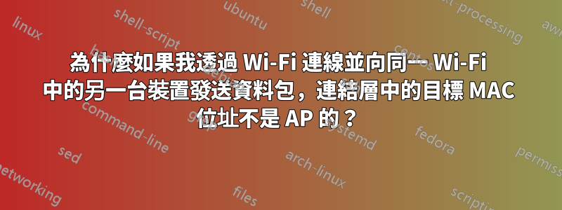 為什麼如果我透過 Wi-Fi 連線並向同一 Wi-Fi 中的另一台裝置發送資料包，連結層中的目標 MAC 位址不是 AP 的？