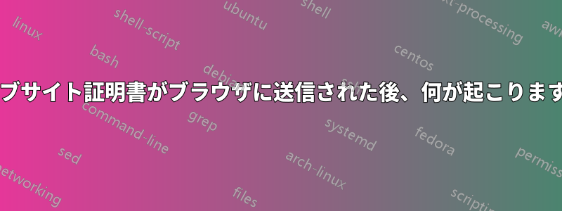 ウェブサイト証明書がブラウザに送信された後、何が起こりますか?