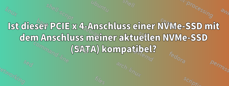 Ist dieser PCIE x 4-Anschluss einer NVMe-SSD mit dem Anschluss meiner aktuellen NVMe-SSD (SATA) kompatibel?