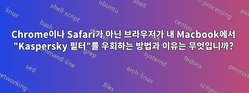 Chrome이나 Safari가 아닌 브라우저가 내 Macbook에서 "Kaspersky 필터"를 우회하는 방법과 이유는 무엇입니까?