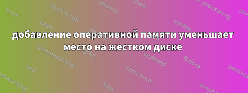 добавление оперативной памяти уменьшает место на жестком диске