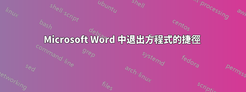 Microsoft Word 中退出方程式的捷徑