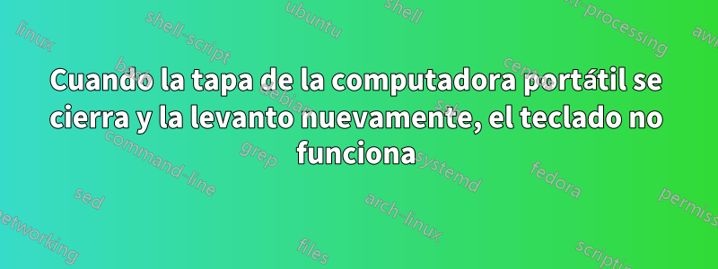 Cuando la tapa de la computadora portátil se cierra y la levanto nuevamente, el teclado no funciona