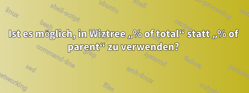 Ist es möglich, in Wiztree „% of total“ statt „% of parent“ zu verwenden?