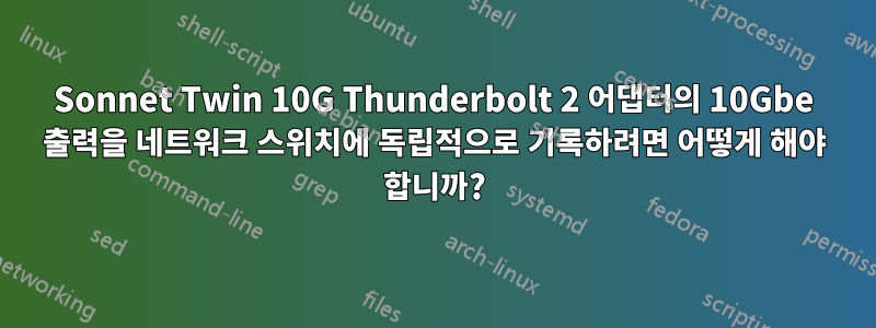 Sonnet Twin 10G Thunderbolt 2 어댑터의 10Gbe 출력을 네트워크 스위치에 독립적으로 기록하려면 어떻게 해야 합니까?