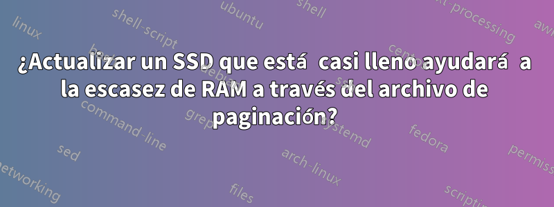 ¿Actualizar un SSD que está casi lleno ayudará a la escasez de RAM a través del archivo de paginación?