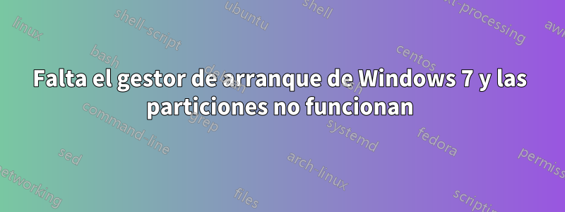 Falta el gestor de arranque de Windows 7 y las particiones no funcionan