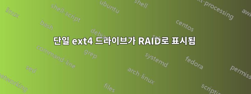 단일 ext4 드라이브가 RAID로 표시됨