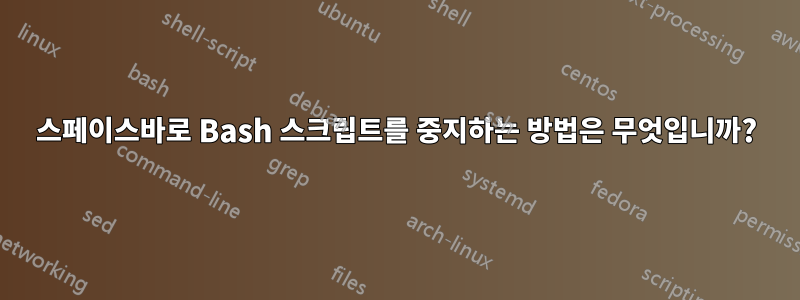 스페이스바로 Bash 스크립트를 중지하는 방법은 무엇입니까?