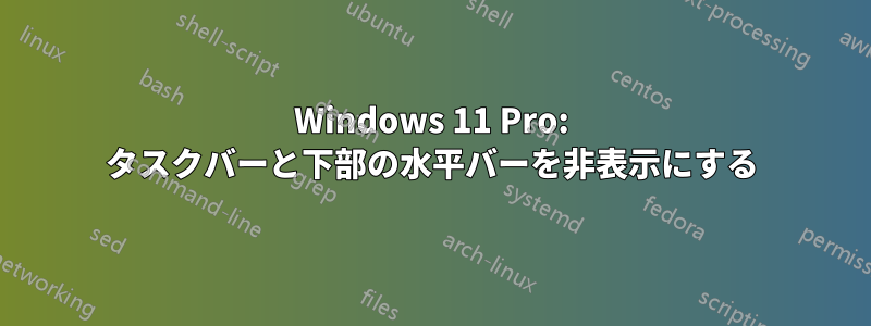 Windows 11 Pro: タスクバーと下部の水平バーを非表示にする