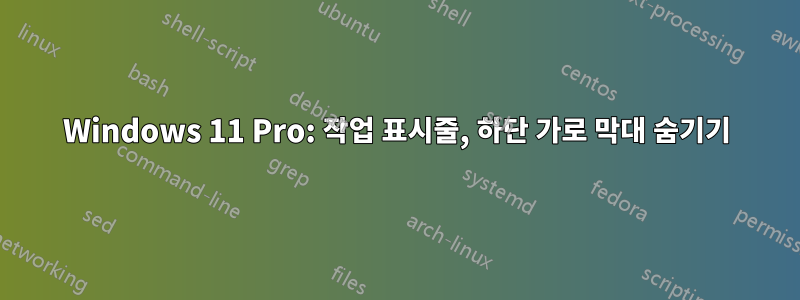 Windows 11 Pro: 작업 표시줄, 하단 가로 막대 숨기기