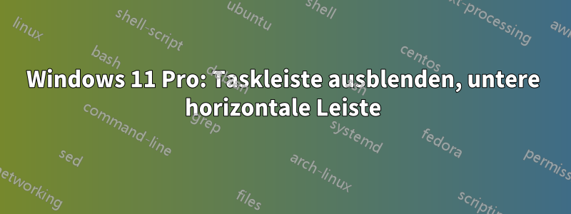 Windows 11 Pro: Taskleiste ausblenden, untere horizontale Leiste