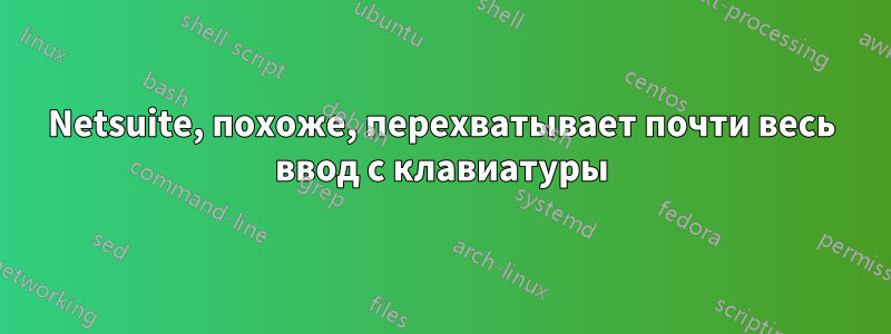 Netsuite, похоже, перехватывает почти весь ввод с клавиатуры