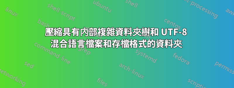 壓縮具有內部複雜資料夾樹和 UTF-8 混合語言檔案和存檔格式的資料夾