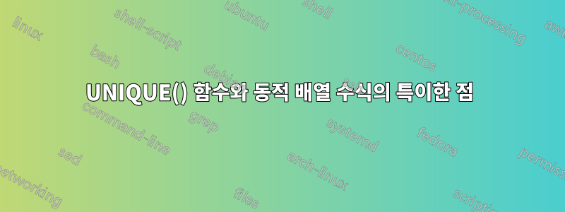 UNIQUE() 함수와 동적 배열 수식의 특이한 점