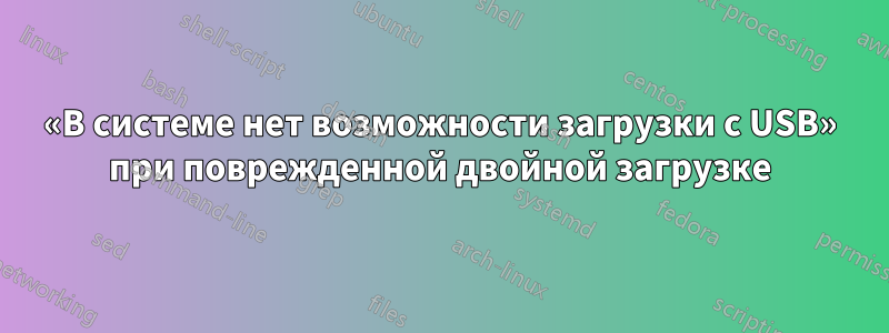 «В системе нет возможности загрузки с USB» при поврежденной двойной загрузке