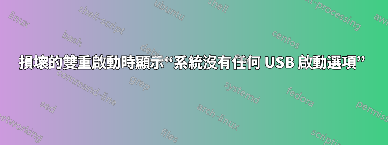 損壞的雙重啟動時顯示“系統沒有任何 USB 啟動選項”
