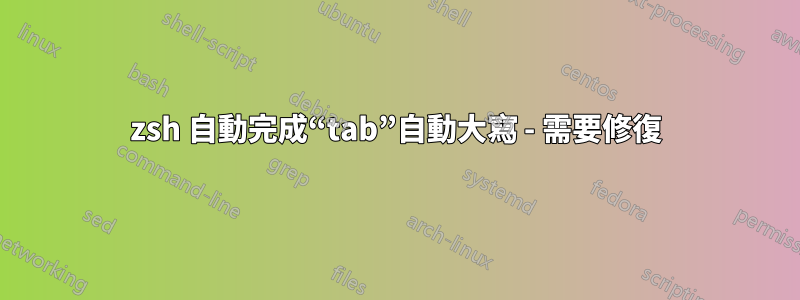 zsh 自動完成“tab”自動大寫 - 需要修復