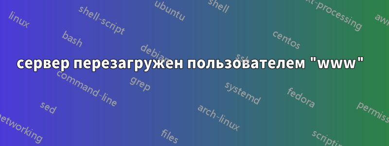 сервер перезагружен пользователем "www"
