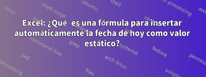 Excel: ¿Qué es una fórmula para insertar automáticamente la fecha de hoy como valor estático?
