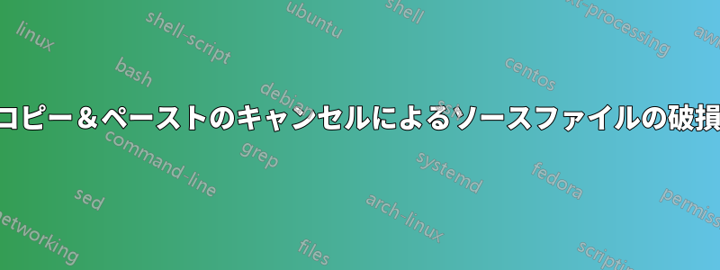 コピー&ペーストのキャンセルによるソースファイルの破損