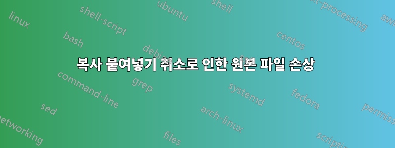 복사 붙여넣기 취소로 인한 원본 파일 손상