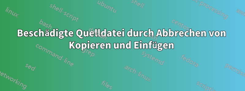 Beschädigte Quelldatei durch Abbrechen von Kopieren und Einfügen