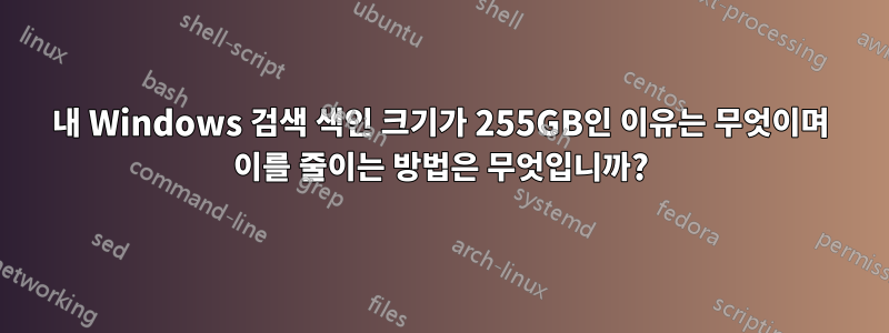 내 Windows 검색 색인 크기가 255GB인 이유는 무엇이며 이를 줄이는 방법은 무엇입니까?