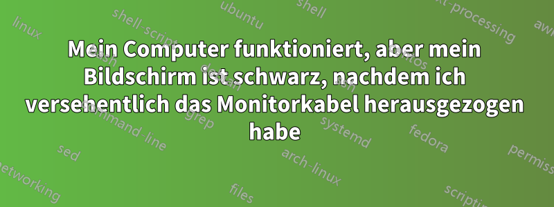 Mein Computer funktioniert, aber mein Bildschirm ist schwarz, nachdem ich versehentlich das Monitorkabel herausgezogen habe