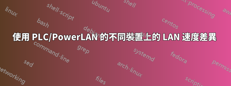 使用 PLC/PowerLAN 的不同裝置上的 LAN 速度差異