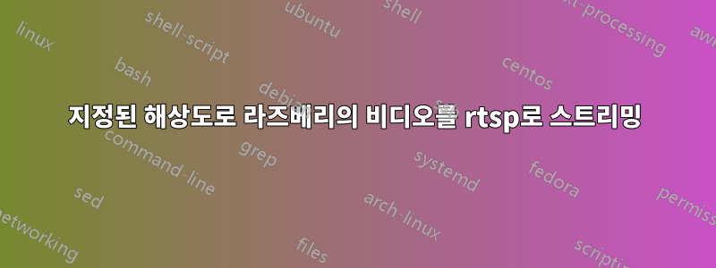 지정된 해상도로 라즈베리의 비디오를 rtsp로 스트리밍