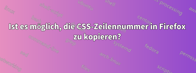 Ist es möglich, die CSS-Zeilennummer in Firefox zu kopieren?