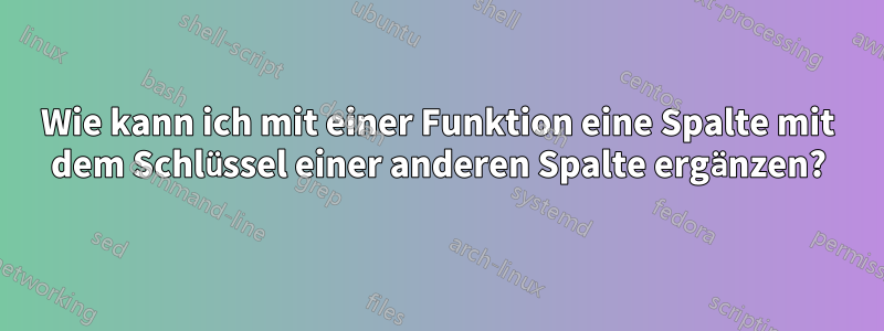 Wie kann ich mit einer Funktion eine Spalte mit dem Schlüssel einer anderen Spalte ergänzen?