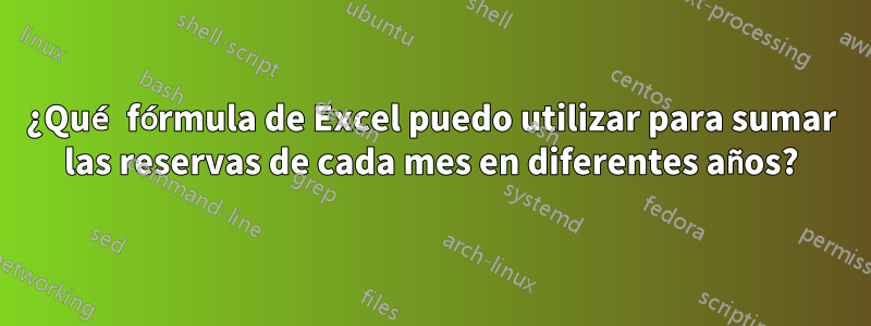 ¿Qué fórmula de Excel puedo utilizar para sumar las reservas de cada mes en diferentes años?