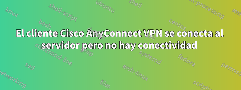 El cliente Cisco AnyConnect VPN se conecta al servidor pero no hay conectividad