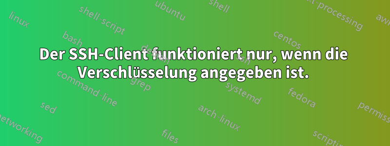 Der SSH-Client funktioniert nur, wenn die Verschlüsselung angegeben ist.