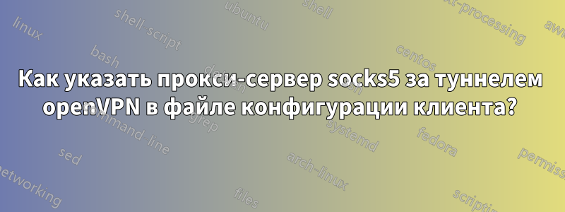 Как указать прокси-сервер socks5 за туннелем openVPN в файле конфигурации клиента?