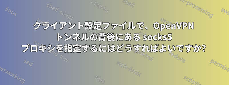 クライアント設定ファイルで、OpenVPN トンネルの背後にある socks5 プロキシを指定するにはどうすればよいですか?