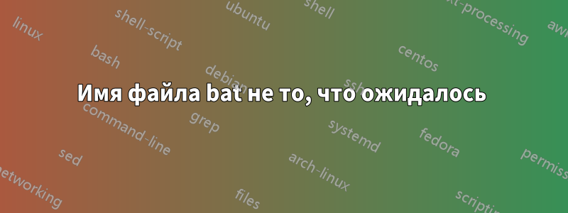 Имя файла bat не то, что ожидалось