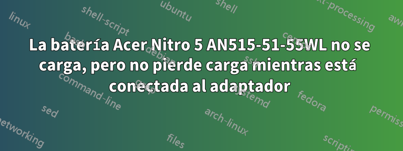 La batería Acer Nitro 5 AN515-51-55WL no se carga, pero no pierde carga mientras está conectada al adaptador