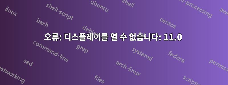 오류: 디스플레이를 열 수 없습니다: 11.0