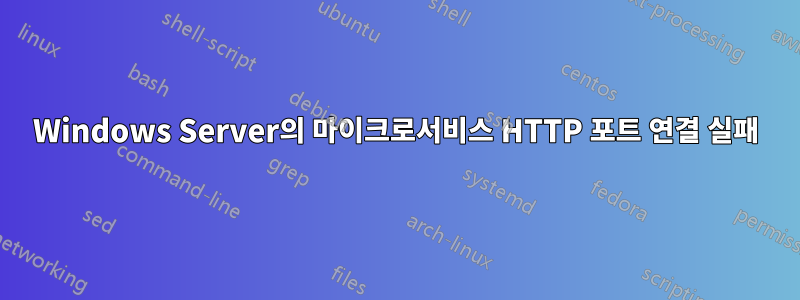 Windows Server의 마이크로서비스 HTTP 포트 연결 실패