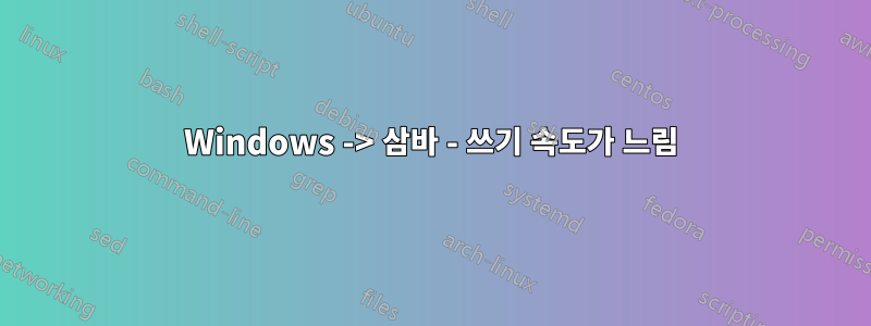 Windows -> 삼바 - 쓰기 속도가 느림